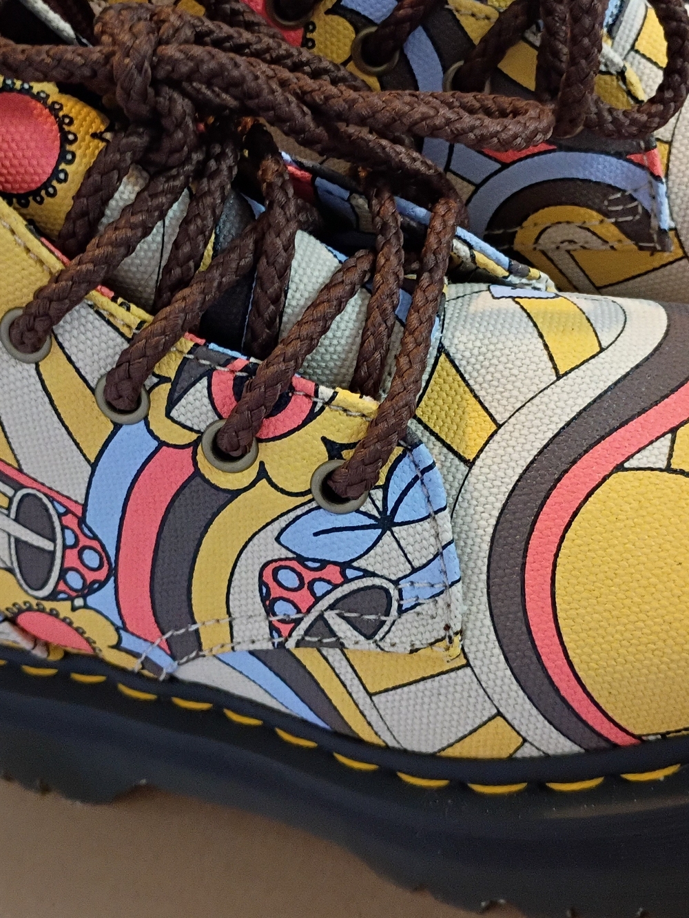 DR. MARTENS Mushroom Hippie JADON RETRO RAY CANVAS PLATFORM 8 EYE SIDE ZIP NEW - Picture 10 of 12